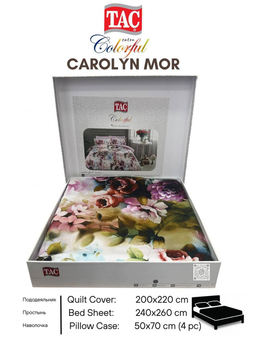 Tac Saten Colorful Carolyne mor | Постельное белье сатин-Digital
